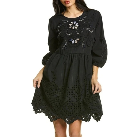 Johnny Was Merla Dress Black Cotton Embroidered Floral NWT XS - Picture 15 of 15